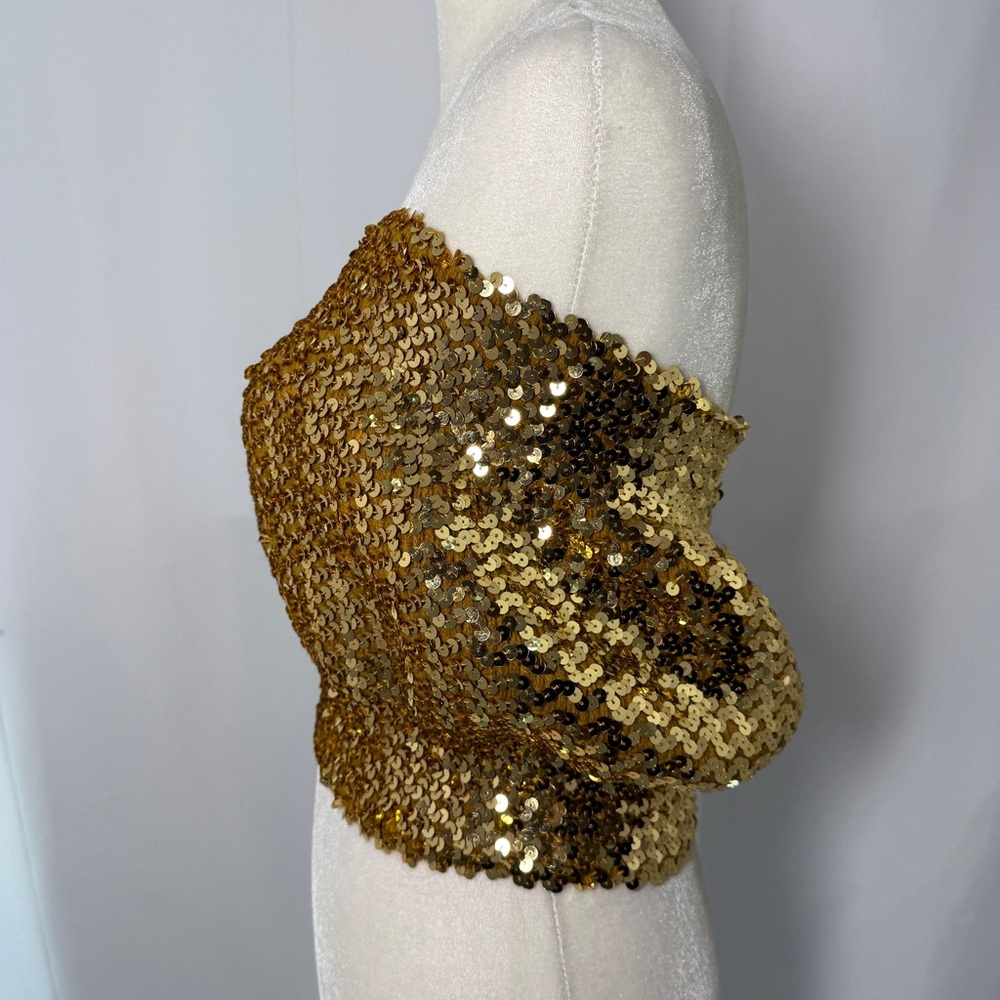 Disco Gold Sequin Strapless Top - Picture 2 of 4